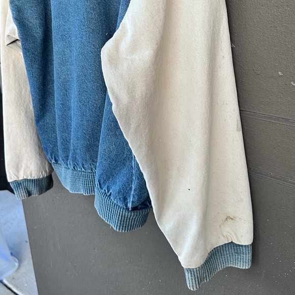 Vintage Retro Dixon K-Products Denim Bomber Varsity Jacket Canvas Distressed XL - Picture 9 of 10